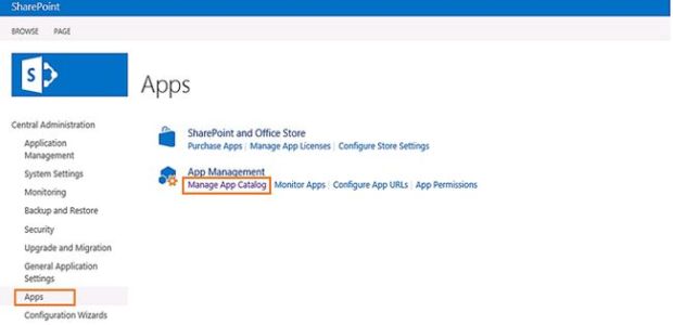manage app catalog in sharepoint
